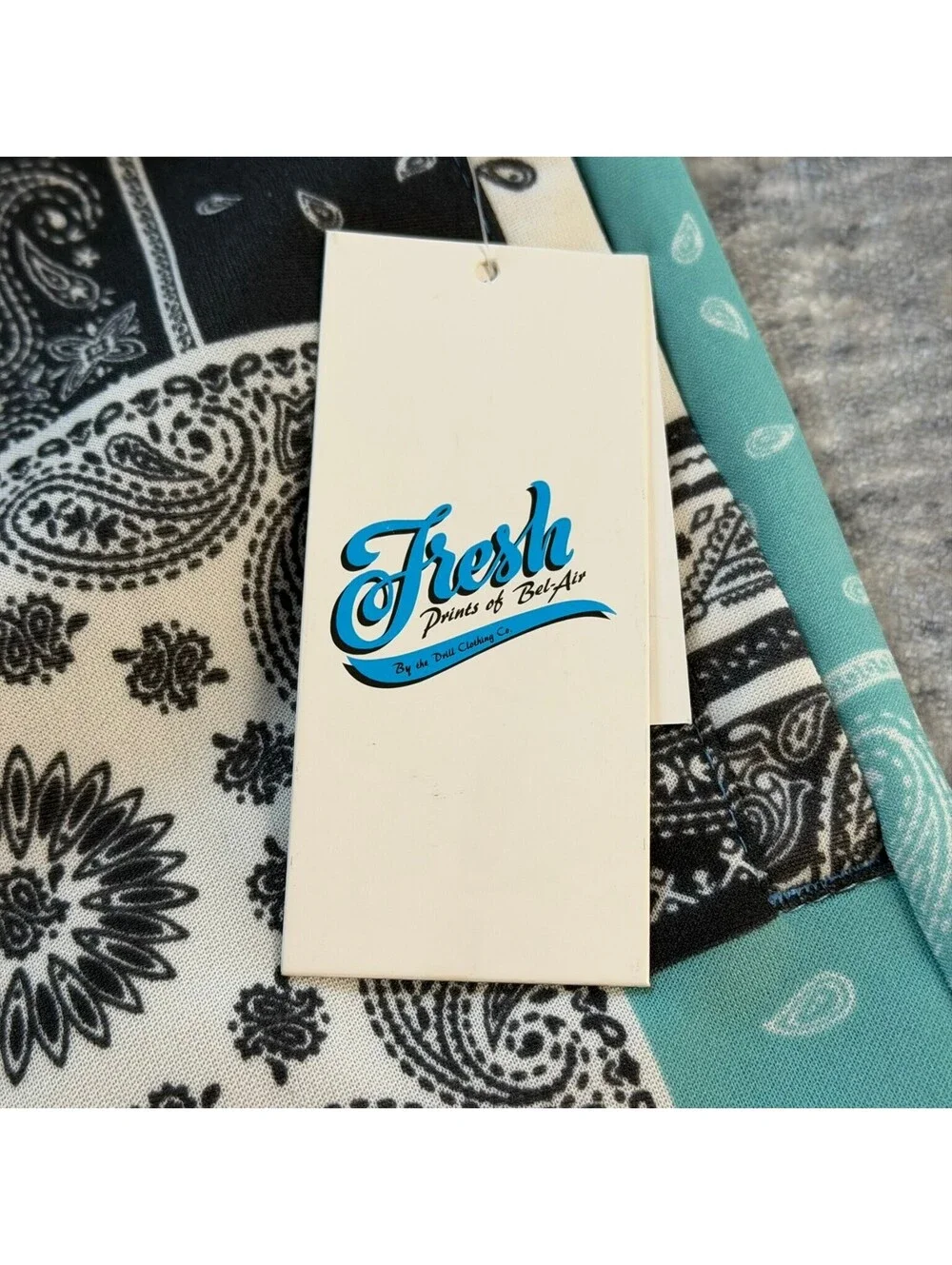 Fresh Prints of Bel-Air Men's Blue Multi Bandana Patchwork Drawstring Shorts